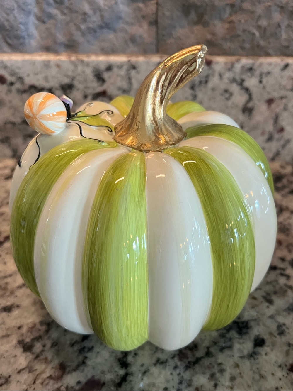 Mackenzie-Childs Fergal's Friend Spider On Small Moss Stripe Pumpkin. New in Box - Picture 5 of 11